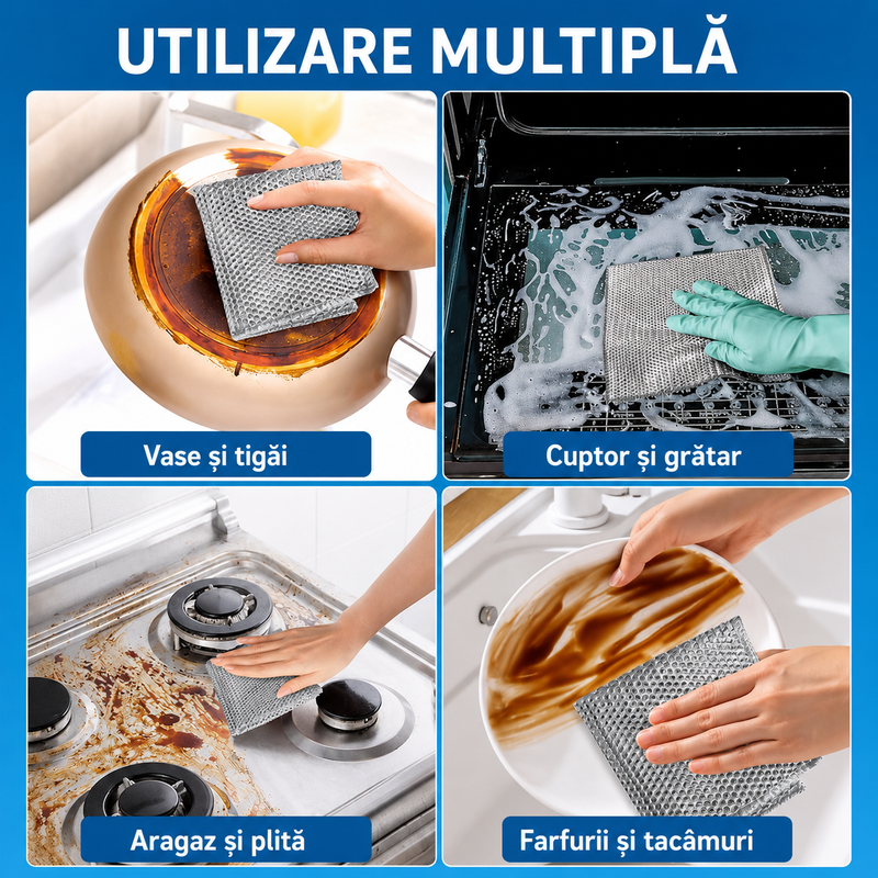Set 20 Lavete Sârmă Argintie Vase Inox Curățare Fără Zgârieturi-6