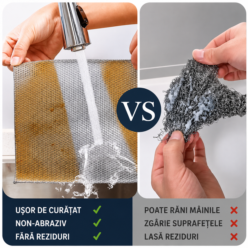 Set 20 Lavete Sârmă Argintie Vase Inox Curățare Fără Zgârieturi-7