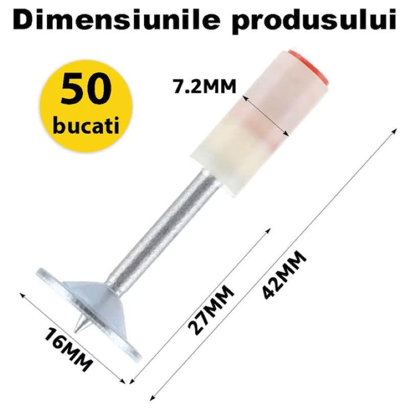 Set 50 Cuie Tip Ciupercă Autopropulsare Pistol Oțel 7.2mm-2
