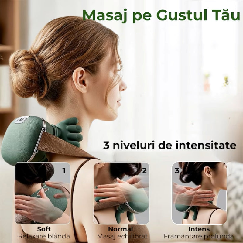 Aparat de Masaj Cervical 4D Shiatsu Gat si Umeri Verde-5