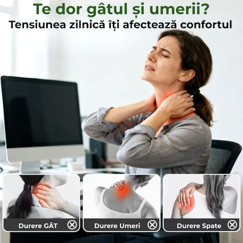 Aparat de Masaj Cervical 4D Shiatsu Gat si Umeri Verde-6