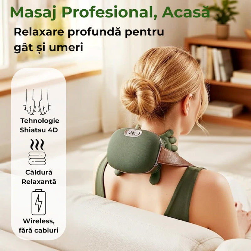 Aparat de Masaj Cervical 4D Shiatsu Gat si Umeri Verde-8