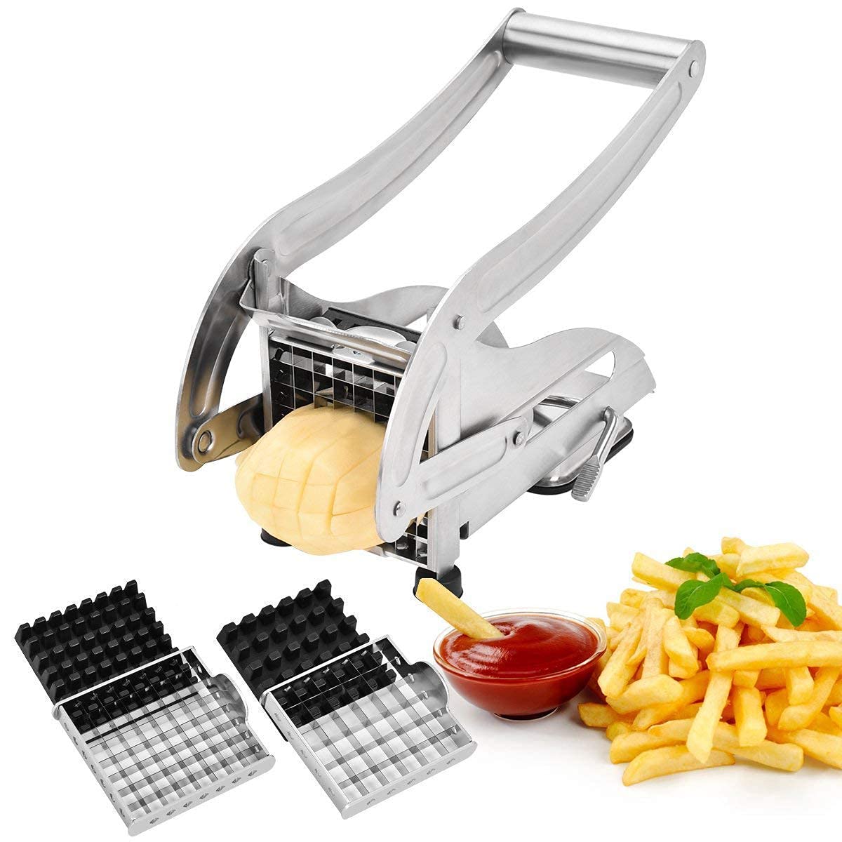 Aparat pentru Taiat Cartofi Pai si Legume, din Inox, cu 1 Forma de Taiere, Potato Chopper-1