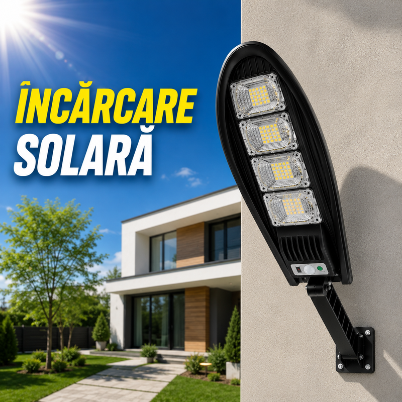 Lampă Solară de Exterior 168 LED cu Senzor de Mișcare, Telecomandă, 3 Moduri, IP65-7