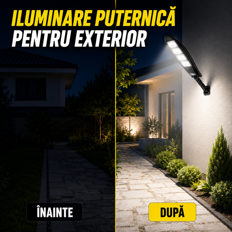 Lampă Solară de Exterior 168 LED cu Senzor de Mișcare, Telecomandă, 3 Moduri, IP65-8