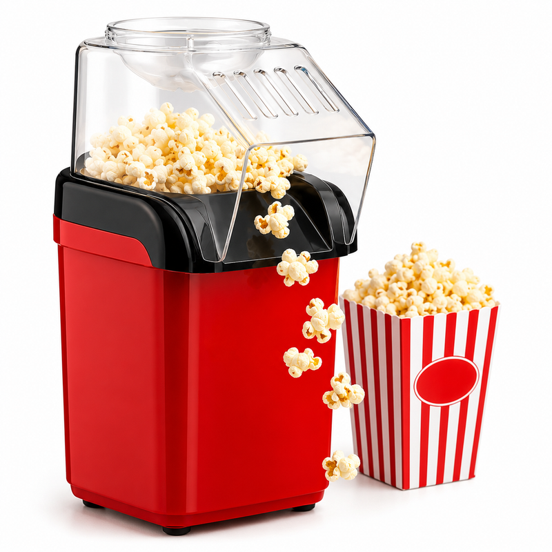 Aparat de Făcut Popcorn fără Ulei, 1200W, Preparare Rapidă în 3 Minute-1
