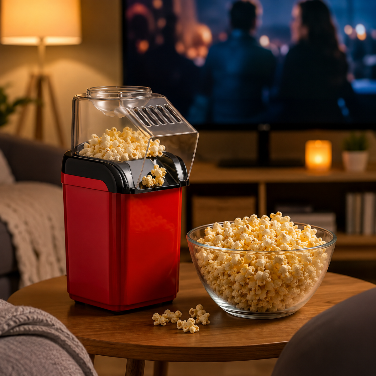 Aparat de Făcut Popcorn fără Ulei, 1200W, Preparare Rapidă în 3 Minute-2