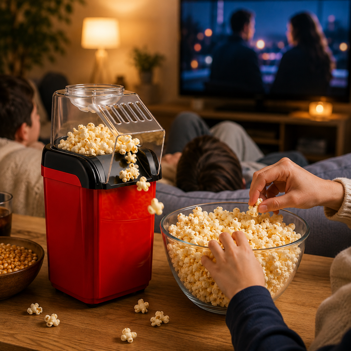 Aparat de Făcut Popcorn fără Ulei, 1200W, Preparare Rapidă în 3 Minute-6