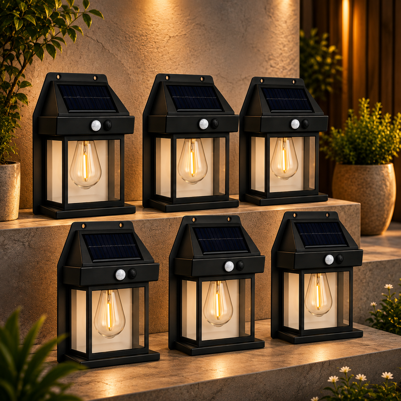 Lampă Solară de Perete în Formă de Felinar, cu Senzor de Mișcare, 18W-2