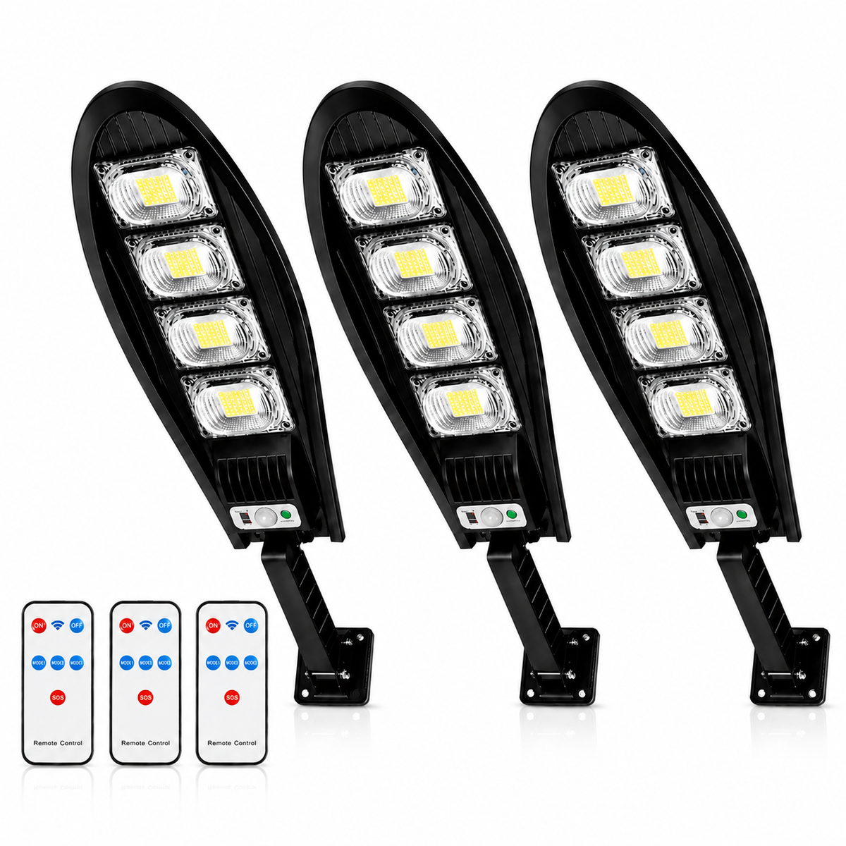 Lampă Solară de Exterior 168 LED cu Senzor de Mișcare, Telecomandă, 3 Moduri, IP65