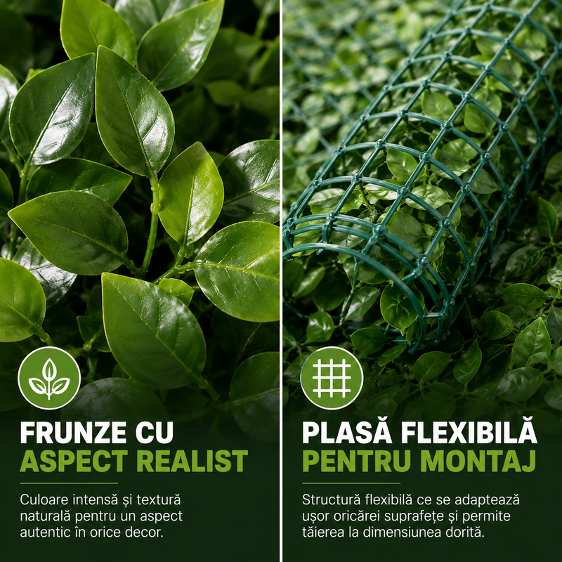 Gard Viu Artificial 1 × 3 m, Plasă Flexibilă pentru Balcon, Terasă și Gard, Verde-4