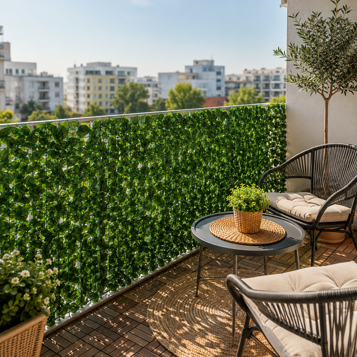 Gard Viu Artificial 1 × 3 m, Plasă Flexibilă pentru Balcon, Terasă și Gard, Verde