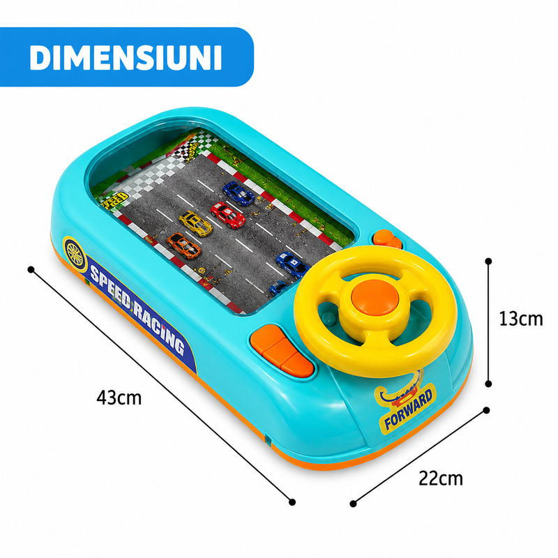 Volan de Jucărie cu Circuit de Curse, Sunete și Lumini, 2 Viteze-3