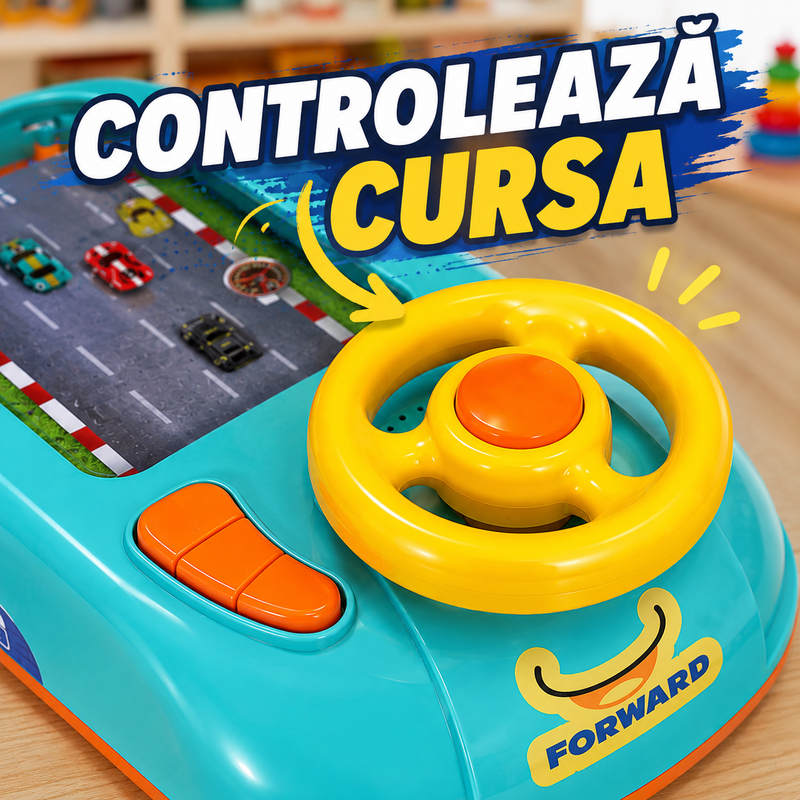 Volan de Jucărie cu Circuit de Curse, Sunete și Lumini, 2 Viteze-4