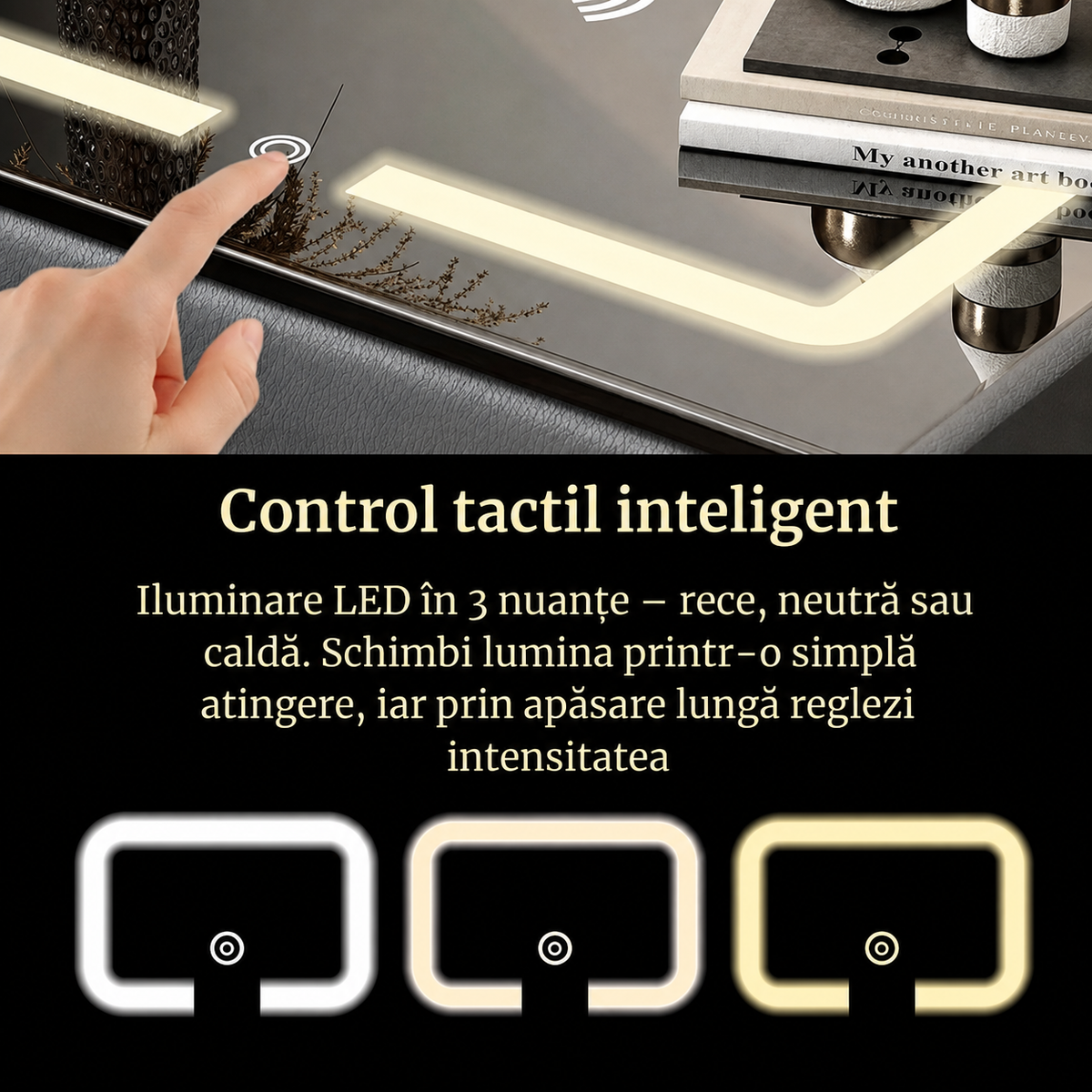 Noptieră smart multifuncțională cu 2 sertare, încărcare wireless și USB, 50 x 40 x 46 cm-6