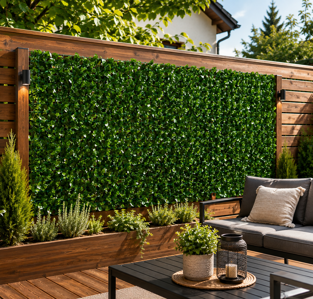 Gard Viu Artificial 1 × 3 m, Plasă Flexibilă pentru Balcon, Terasă și Gard, Verde-5