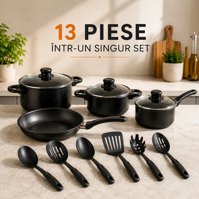 Set oale și ustensile bucătărie pentru gătit, 13 piese-4