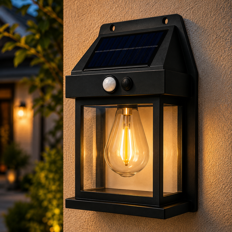 Lampă Solară de Perete în Formă de Felinar, cu Senzor de Mișcare, 18W-6