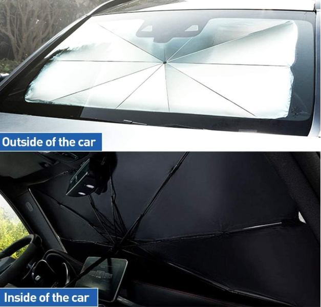 Parasolar Auto Tip Umbrela Pliabil 130x75 cm cu Protectie UV-4