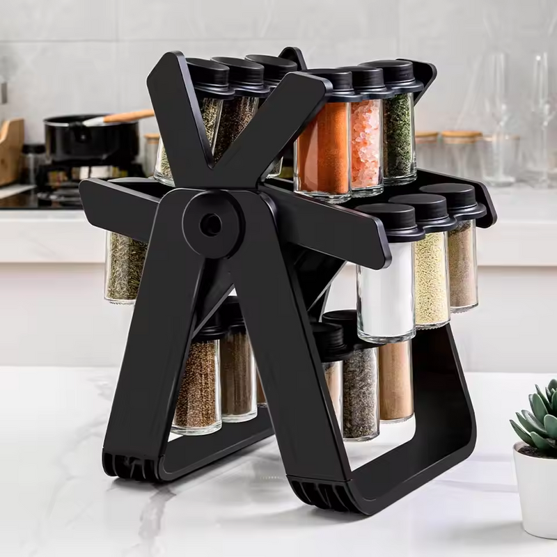 Set 18 Recipiente pentru Condimente cu Suport Rotativ 360°, 34x23 cm-1