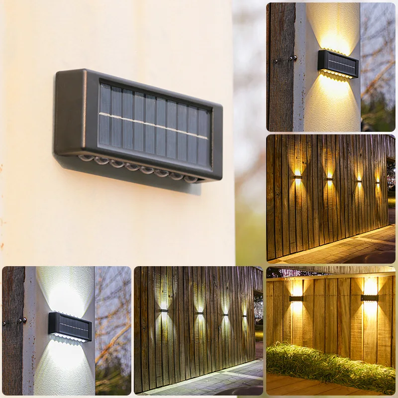 Set 2 Lampi Solare de Perete cu Iluminare Dubla, 12 LED-uri-2