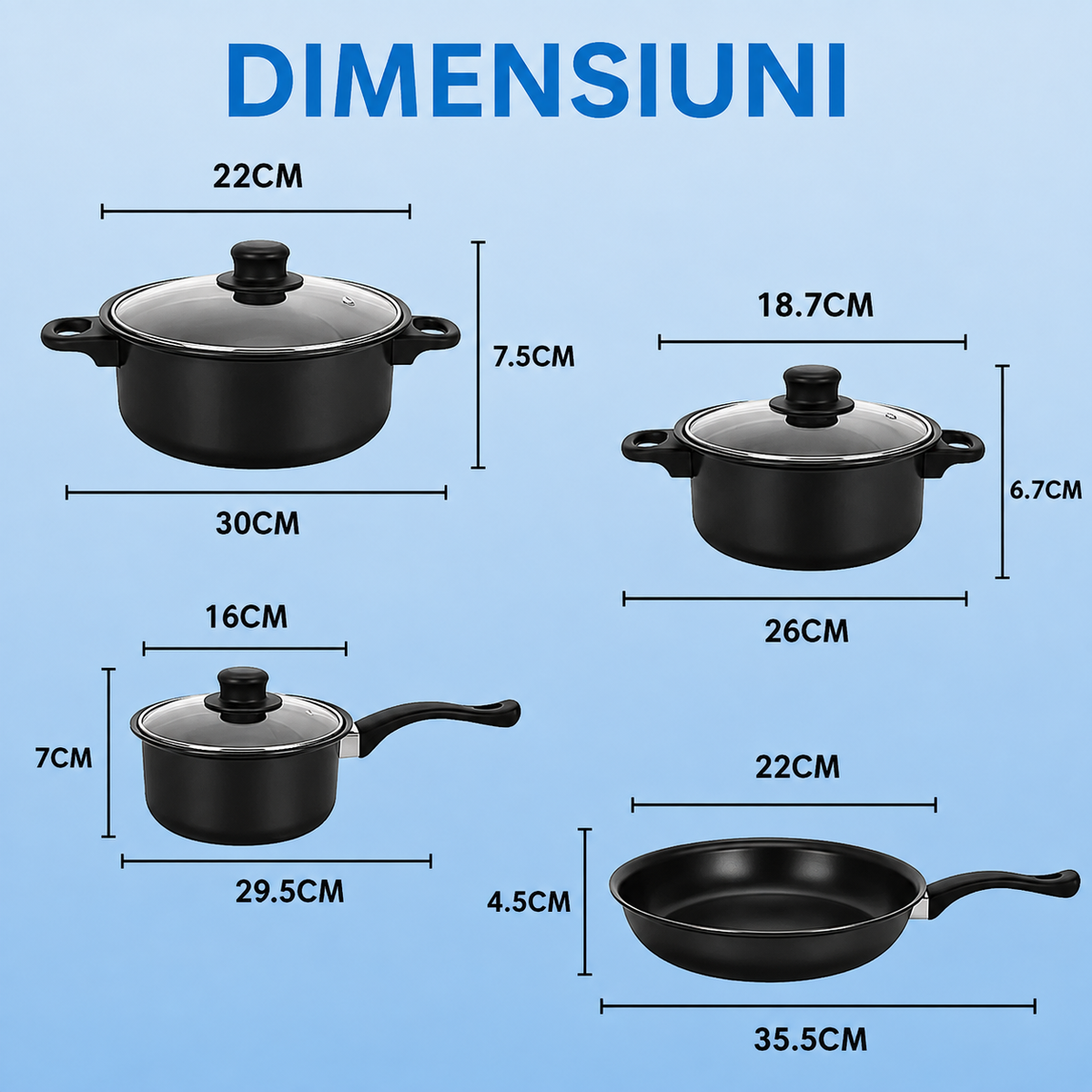 Set oale și ustensile bucătărie pentru gătit, 13 piese-5