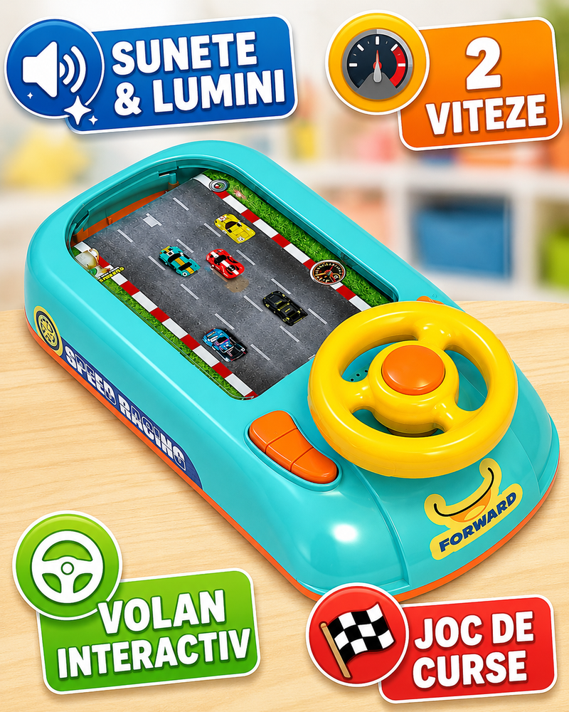 Volan de Jucărie cu Circuit de Curse, Sunete și Lumini, 2 Viteze-8