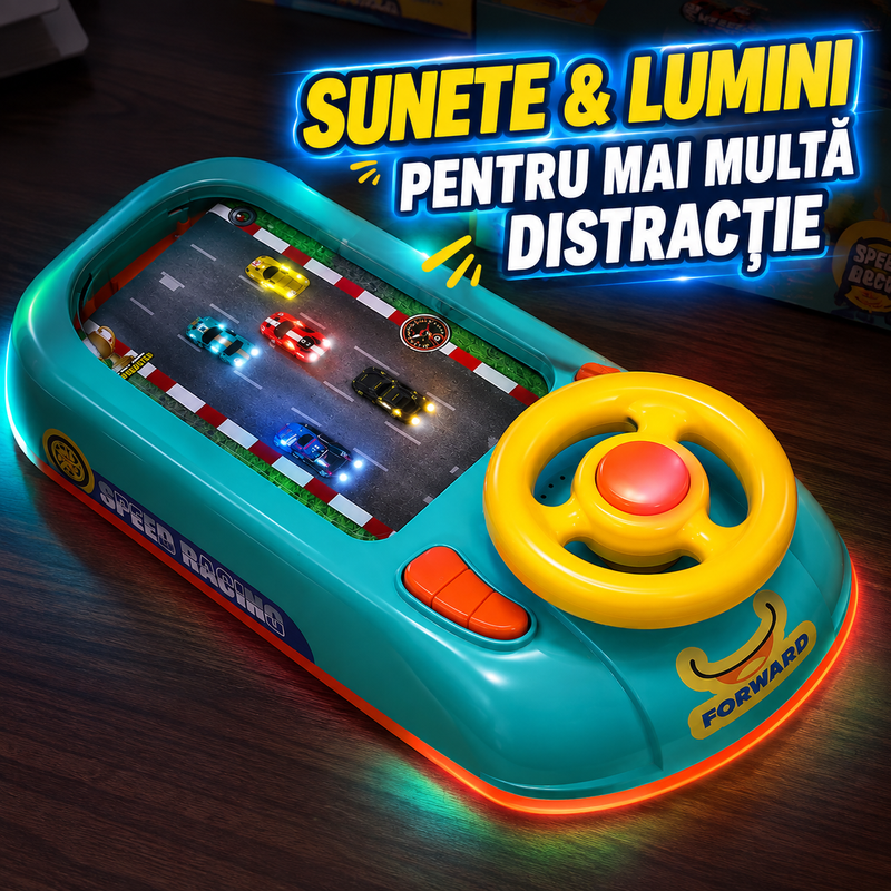 Volan de Jucărie cu Circuit de Curse, Sunete și Lumini, 2 Viteze-2