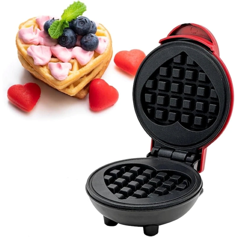 Aparat Mini Vafe Formă Inimă 350W Antiaderent Roșu/Negru