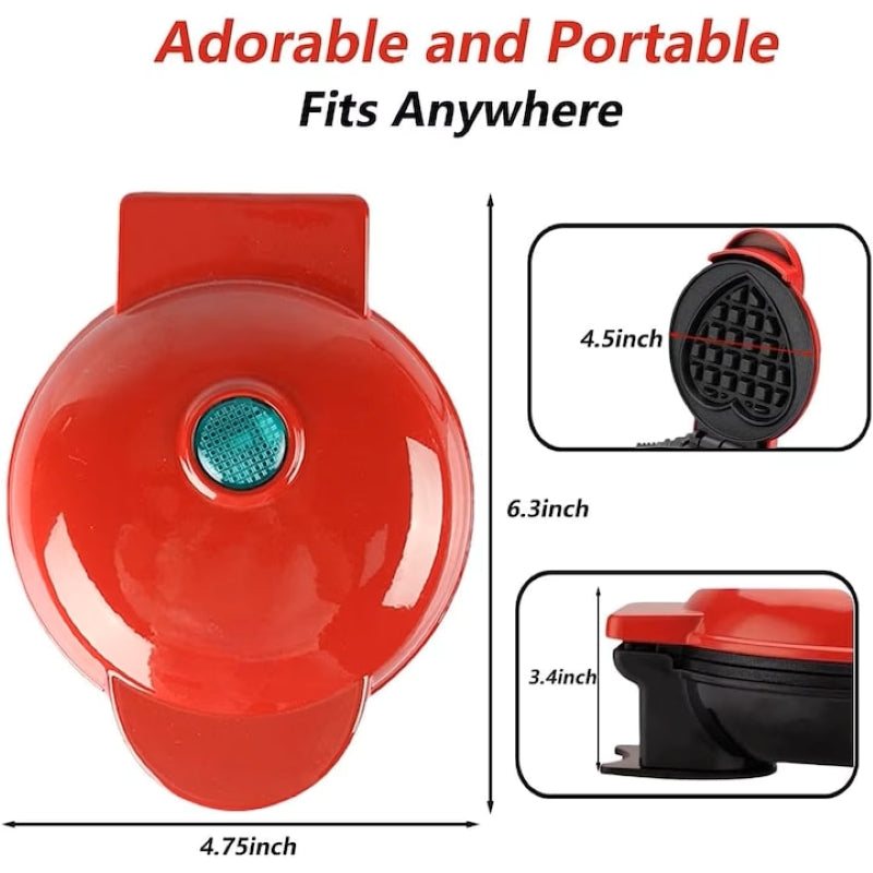 Aparat Mini Vafe Formă Inimă 350W Antiaderent Roșu/Negru-5
