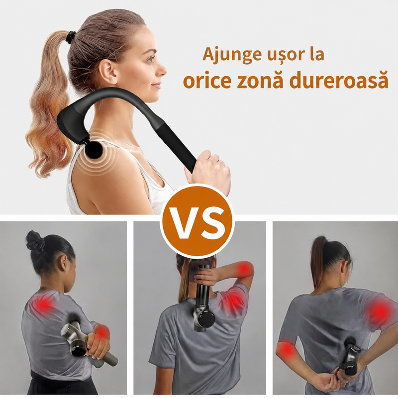 Aparat Masaj Muscular Spate Gât Mâner Extensibil 9 Trepte 4 Capete Argintiu-3