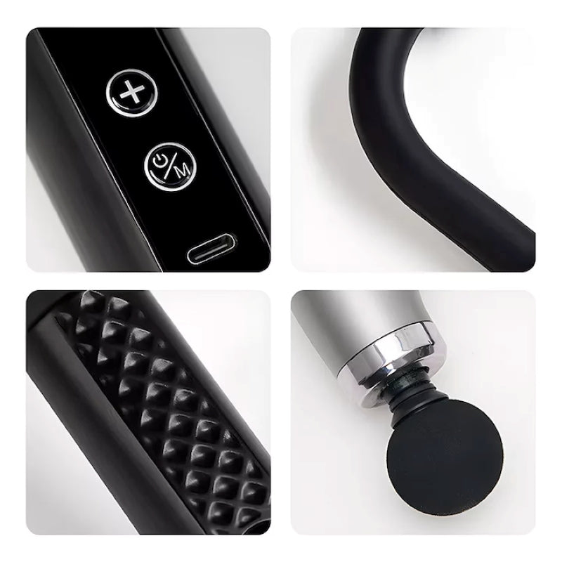 Aparat Masaj Muscular Spate Gât Mâner Extensibil 9 Trepte 4 Capete Argintiu-5