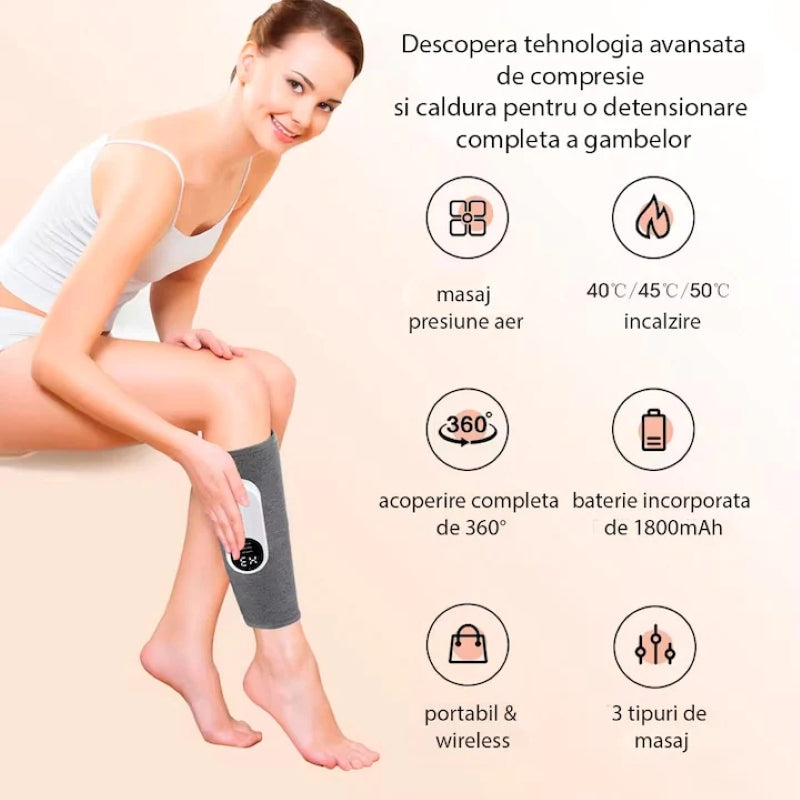Aparat Masaj Picioare Gambe Compresie Căldură 3200mAh Fără Fir-5