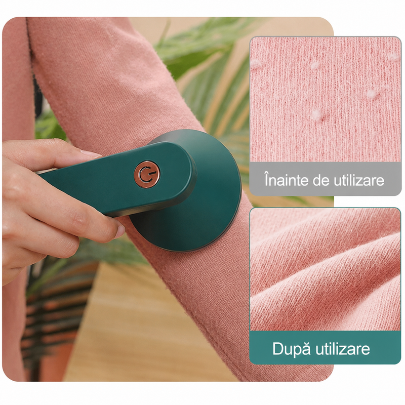Aparat Electric Curățat Scame 6 Lame Reîncărcabil USB Verde-3