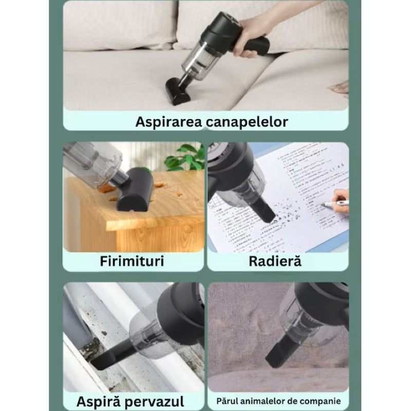 Aspirator Portabil Fără Fir 2 în 1 Auto Casă USB Filtru HEPA-3