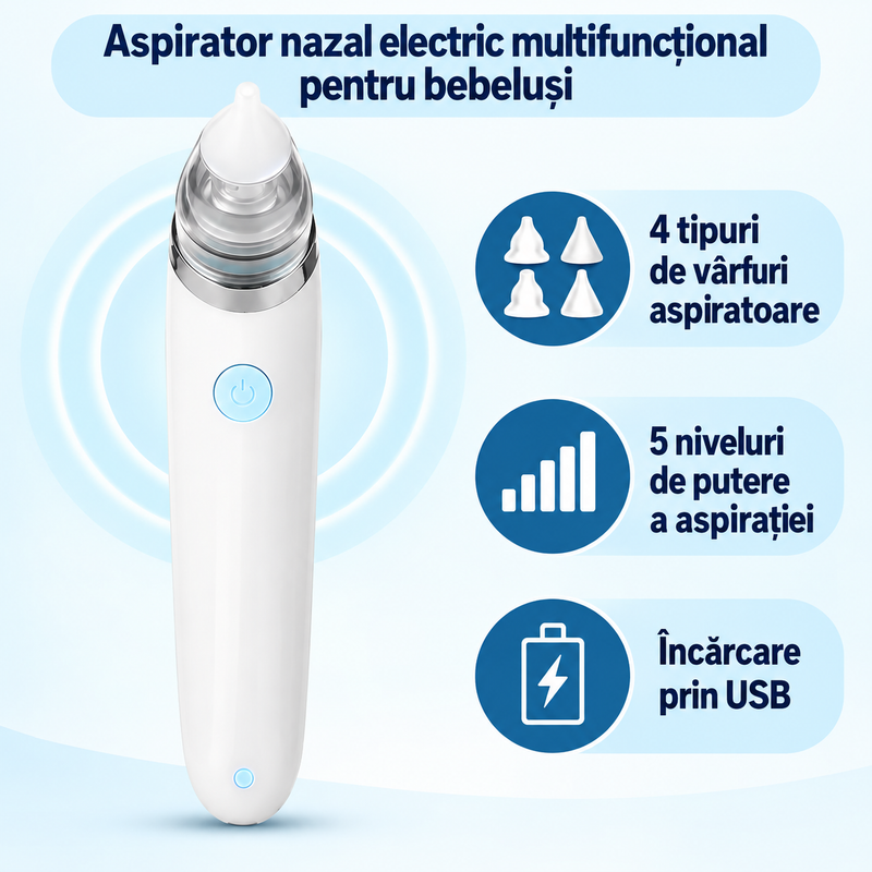 Aspirator Nazal Bebeluși Electric 5 Viteze 2 Capete Filtre USB-4