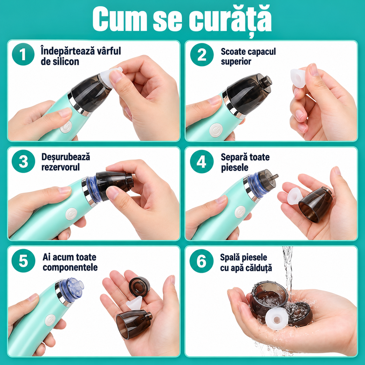 Aspirator Nazal Bebeluși Electric 5 Viteze 2 Capete Filtre USB