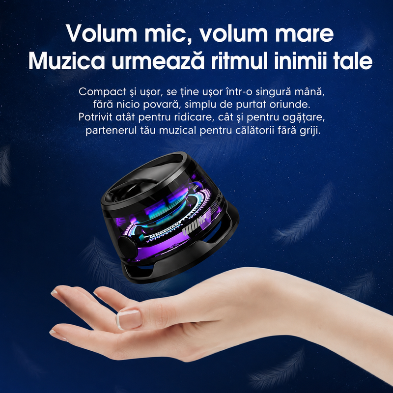 Boxă Portabilă Bluetooth 5.3 Atașare Magnetică IPX7 RGB 3D Negru-4