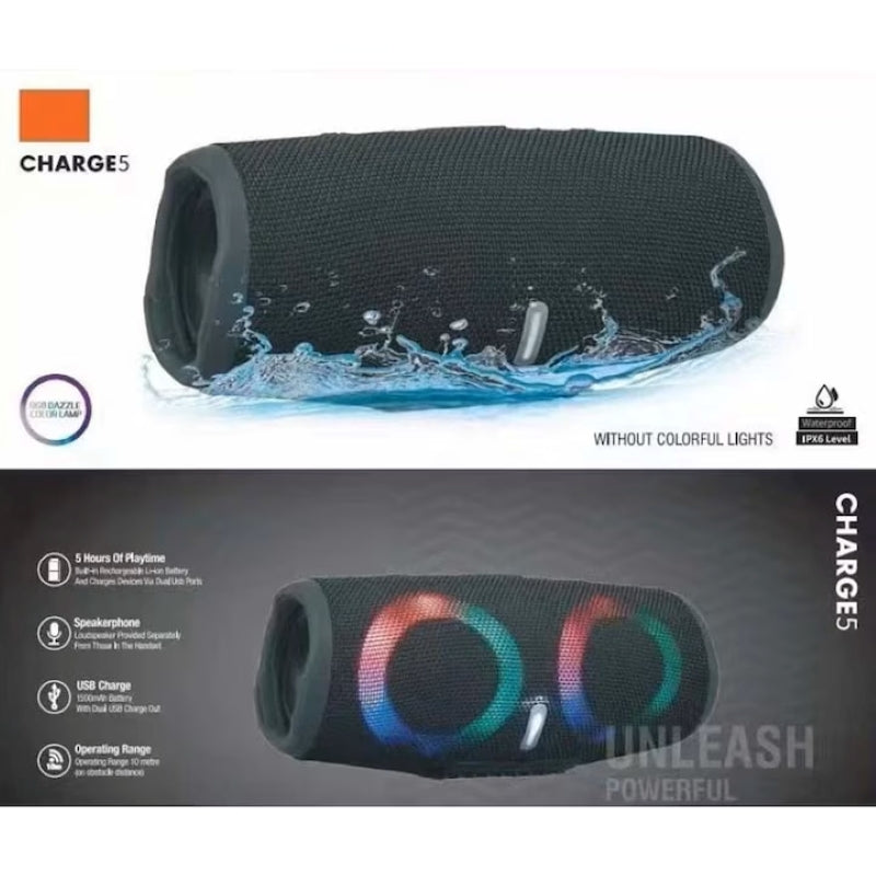 Boxă Portabilă Bluetooth 5.1 Lumini RGB Radio FM IPX6 4000mAh Neagră-3