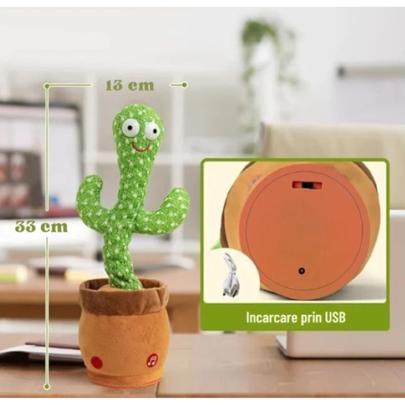 Jucărie Interactivă Cactus Vorbitor Dansează Cântă USB Verde-3