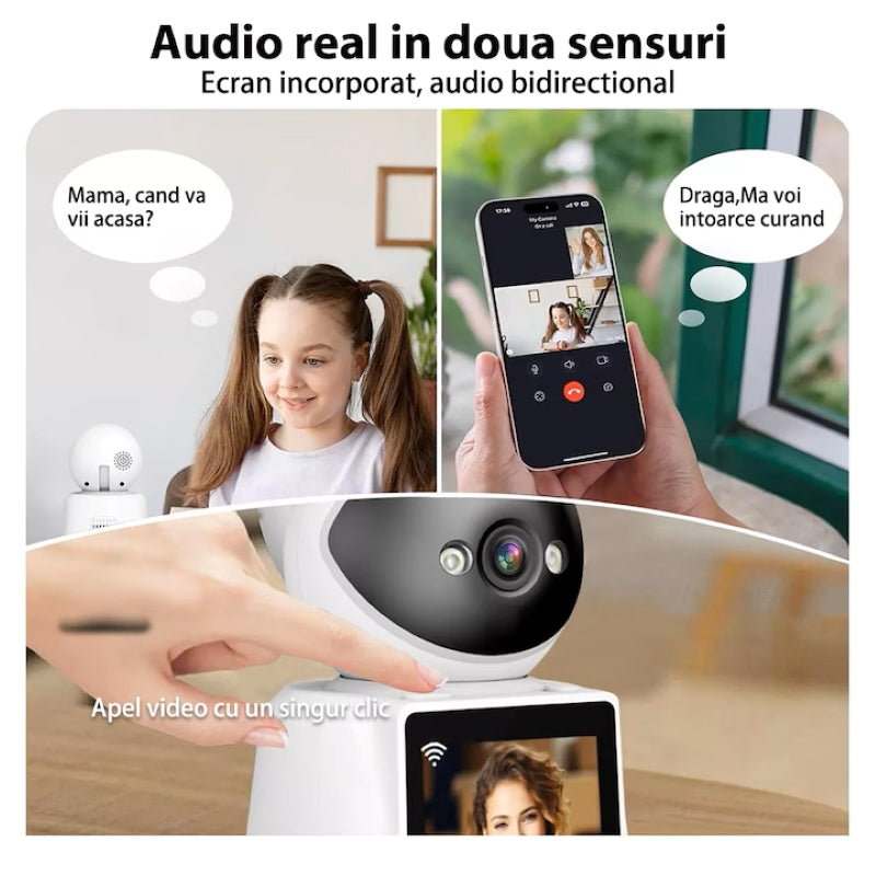 Cameră Supraveghere 4MP Ecran 2.8 Inch Apel Video Rotație 360-6