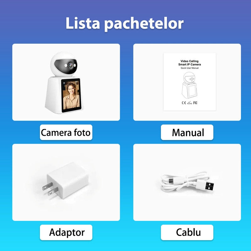 Cameră Supraveghere 4MP Ecran 2.8 Inch Apel Video Rotație 360-3