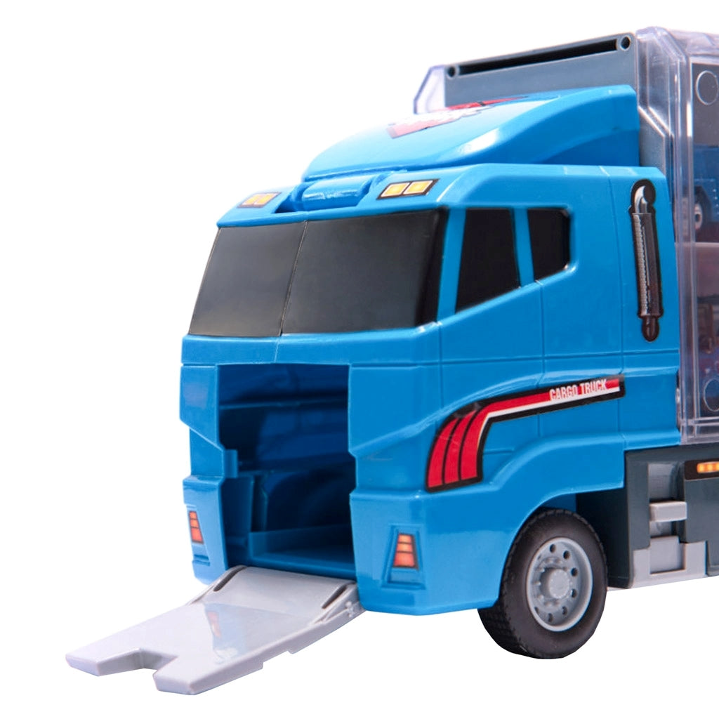 Camion Transportor Poliție cu Lansator și 6 Mașinuțe Albastru-6