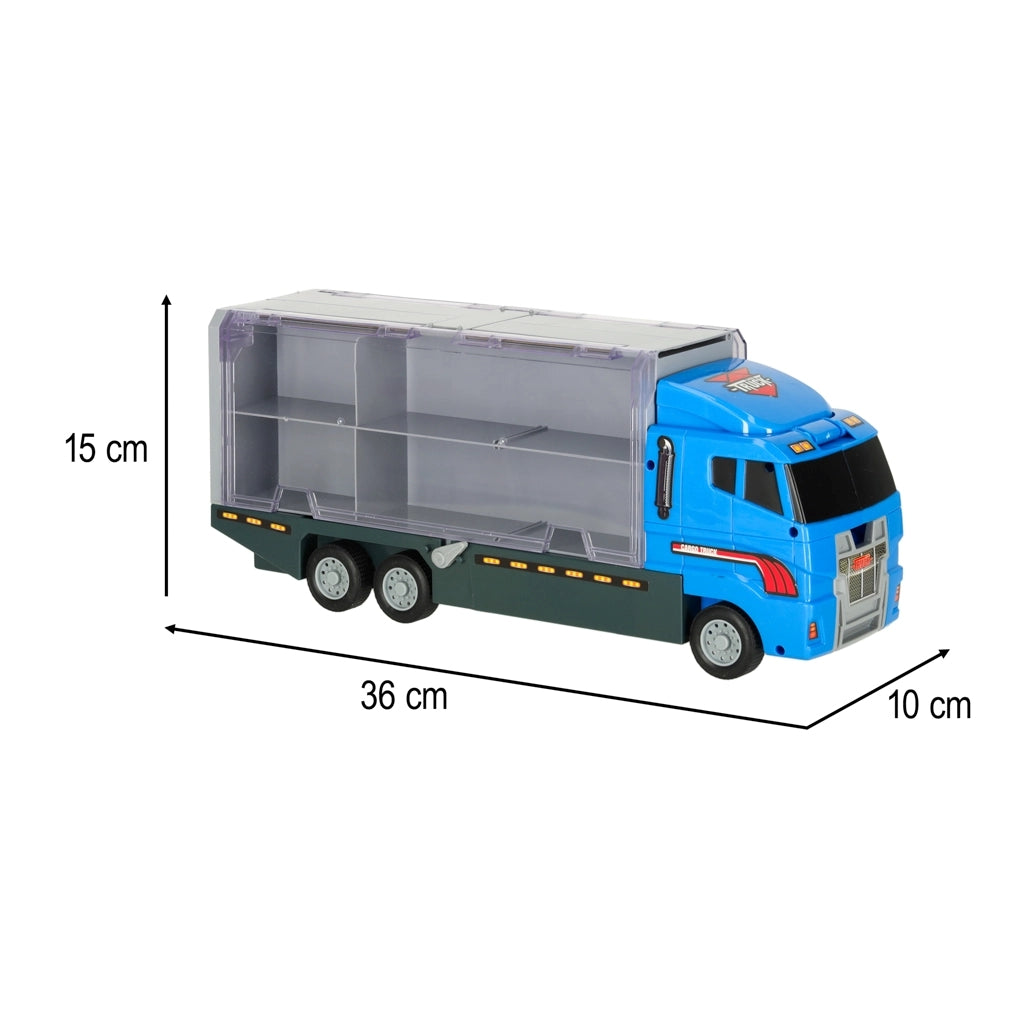 Camion Transportor Poliție cu Lansator și 6 Mașinuțe Albastru