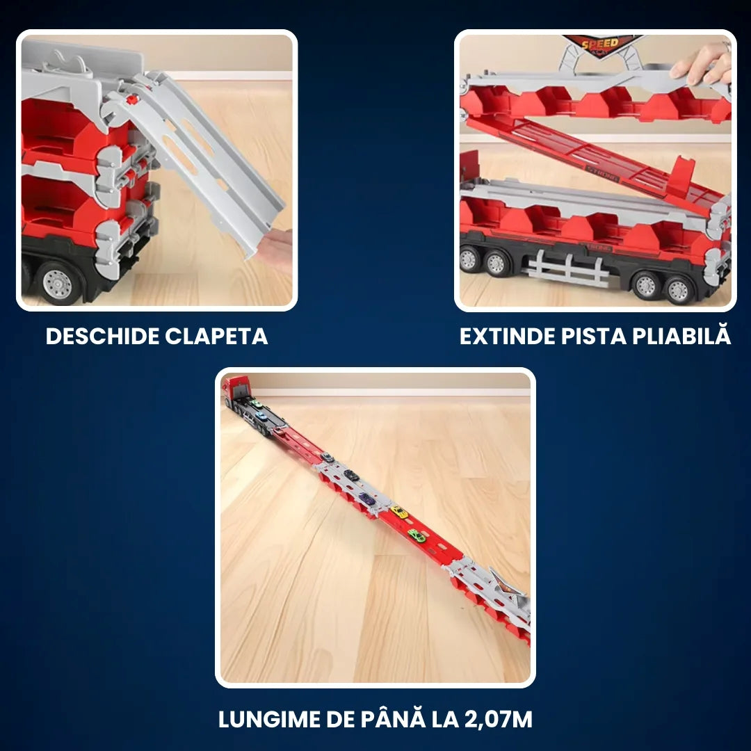Camion Transportor Pistă Extensibilă 2m Lansator 6 Mașini Jucărie-3
