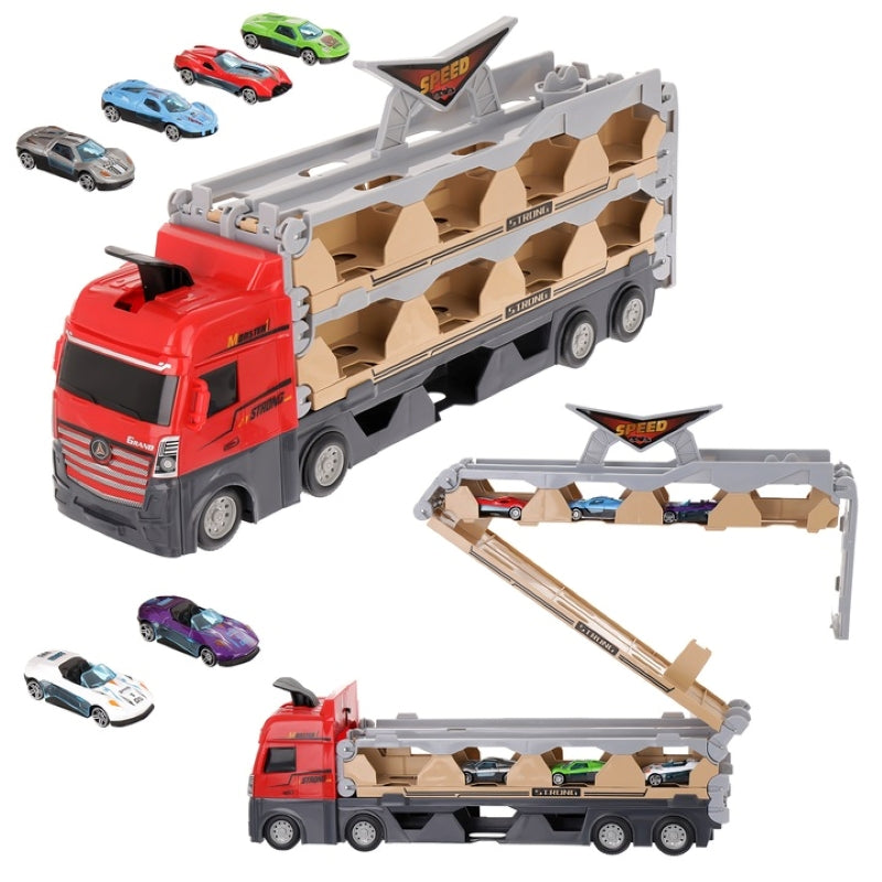 Camion Transportor Pistă Extensibilă 2m Lansator 6 Mașini Jucărie-1