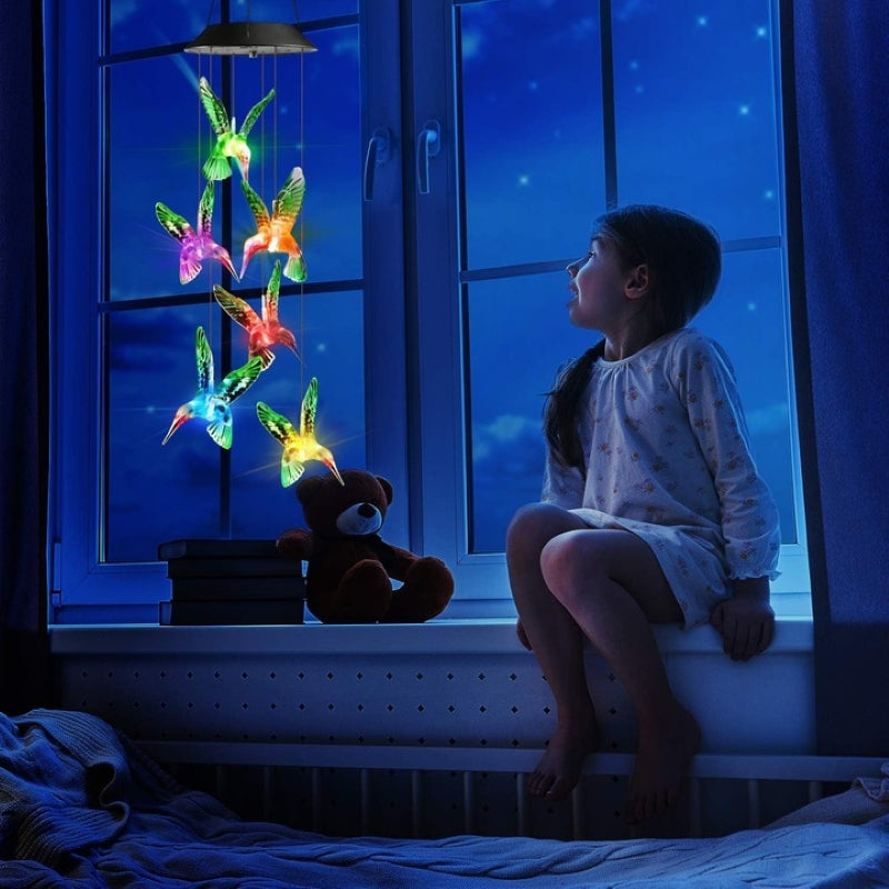 Clopoței Vânt Solari 6 Colibri LED Multicolor Grădină Exterior IP55-3