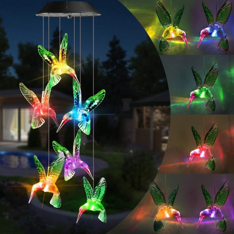 Clopoței Vânt Solari 6 Colibri LED Multicolor Grădină Exterior IP55-6