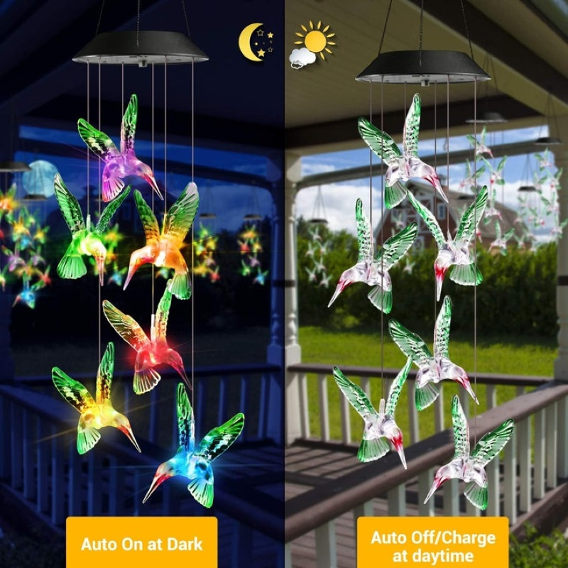 Clopoței Vânt Solari 6 Colibri LED Multicolor Grădină Exterior IP55-7