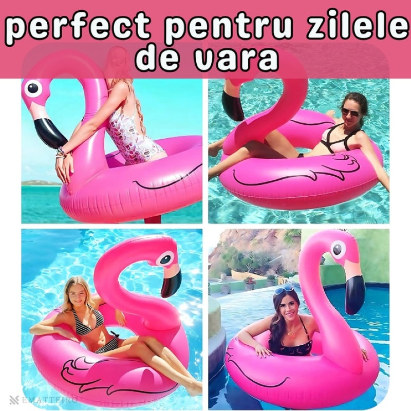 Colac Gonflabil Flamingo Diametru 120 cm Piscină Plajă PVC Roz-3